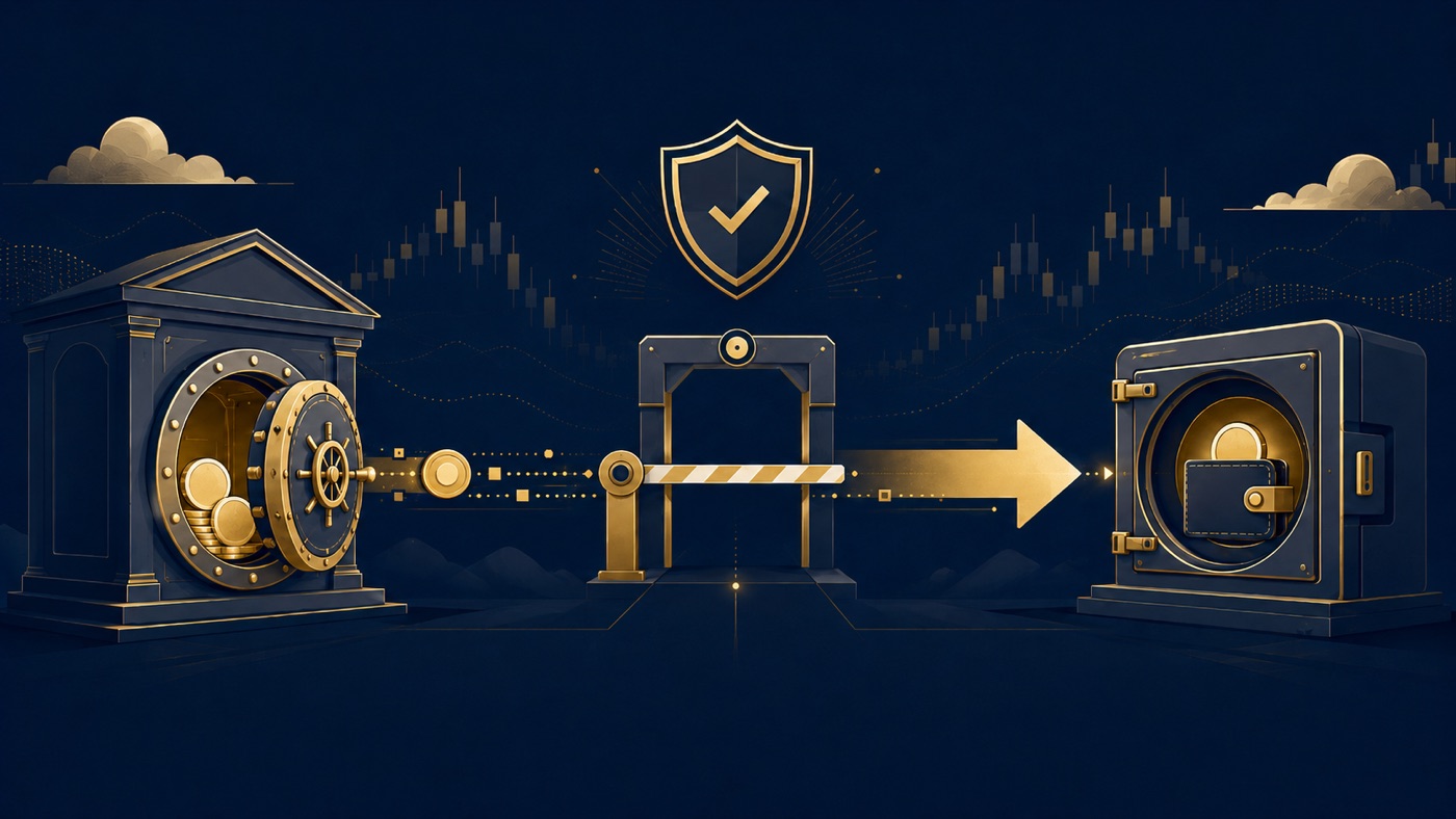 How to withdraw crypto safely — a one-way transfer between two vaults through a verification checkpoint