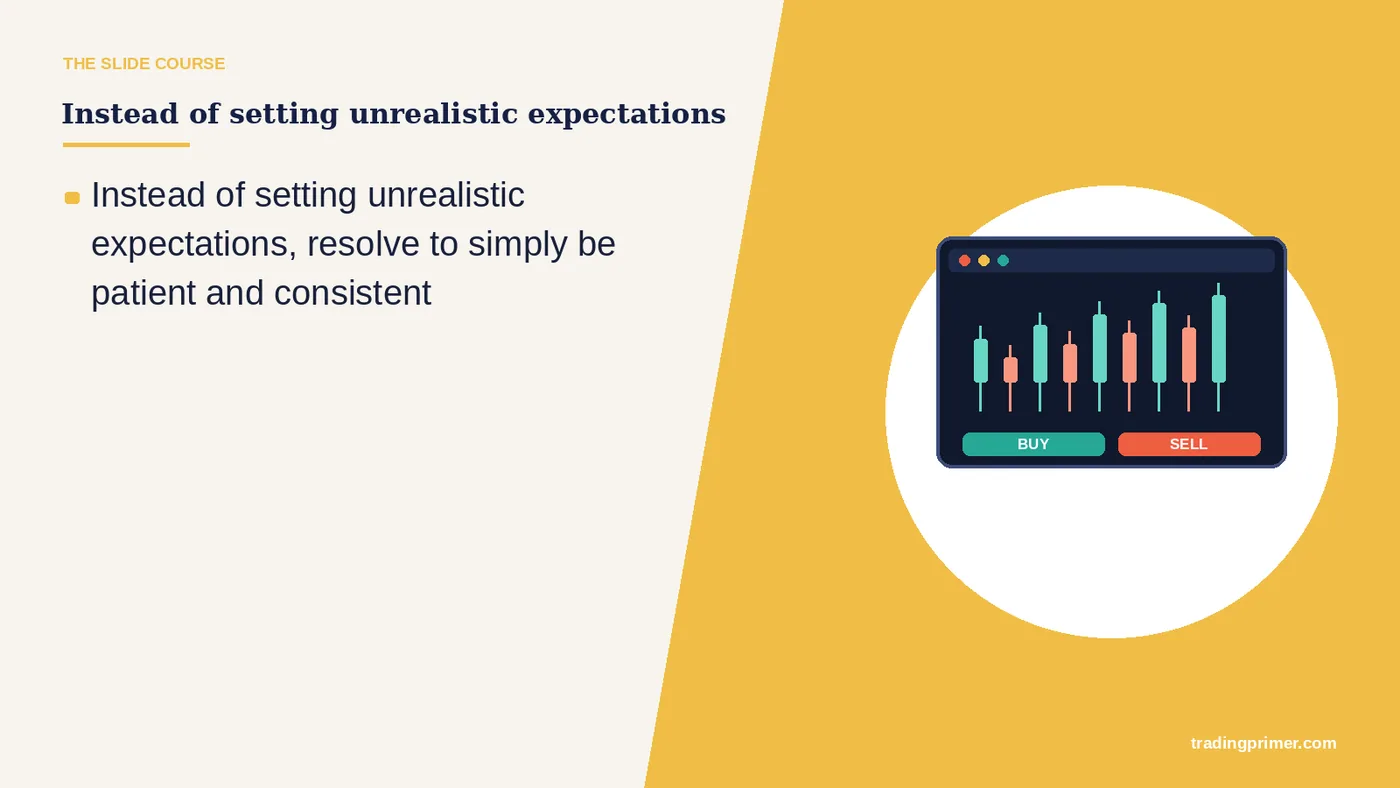 Instead of setting unrealistic expectations, resolve to simply be patient and consistent