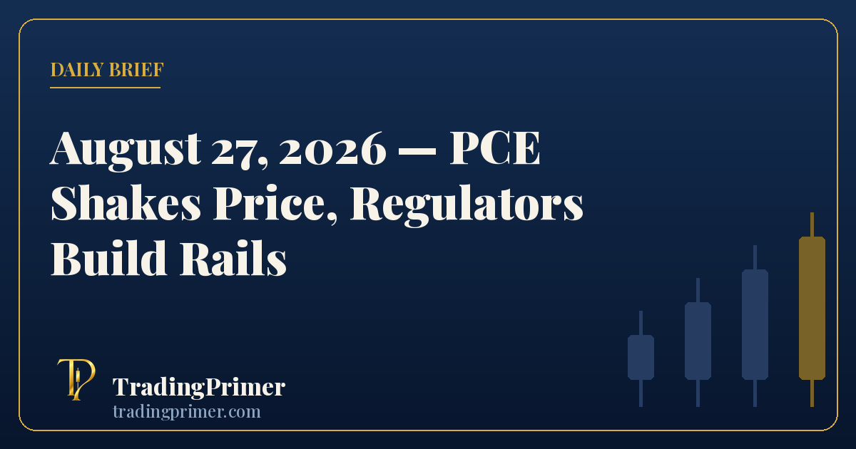 Cover: Daily Brief, August 27, 2026 — PCE shakes price, regulators build rails