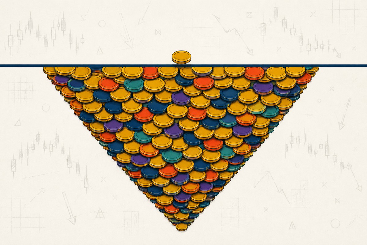 Iceberg illustration showing a single coin above the water and a much larger mass of coins hidden below, representing hidden crypto trading costs