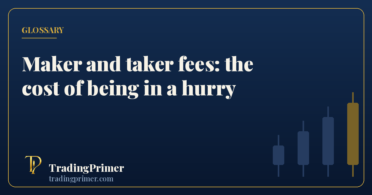 Maker fee versus taker fee on the same trade, and the gap over a hundred trades