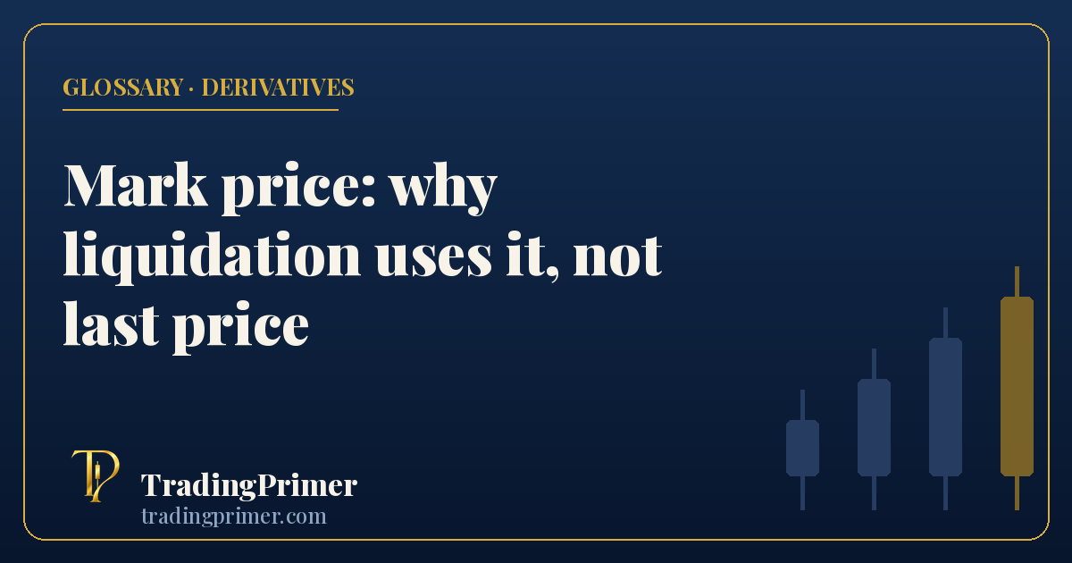 Mark price: the fair value used for liquidation and unrealised profit, distinct from last traded price