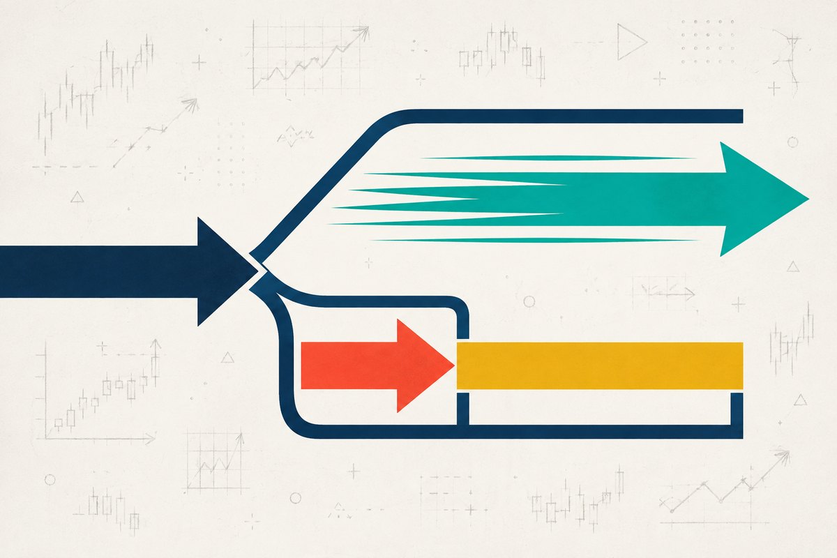 Explainer graphic of a market order passing instantly through an open channel while a limit order waits behind a fixed price bar